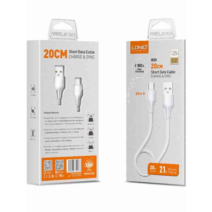 LDNIO LS540 2.4A Short Charging Data Cable Type C